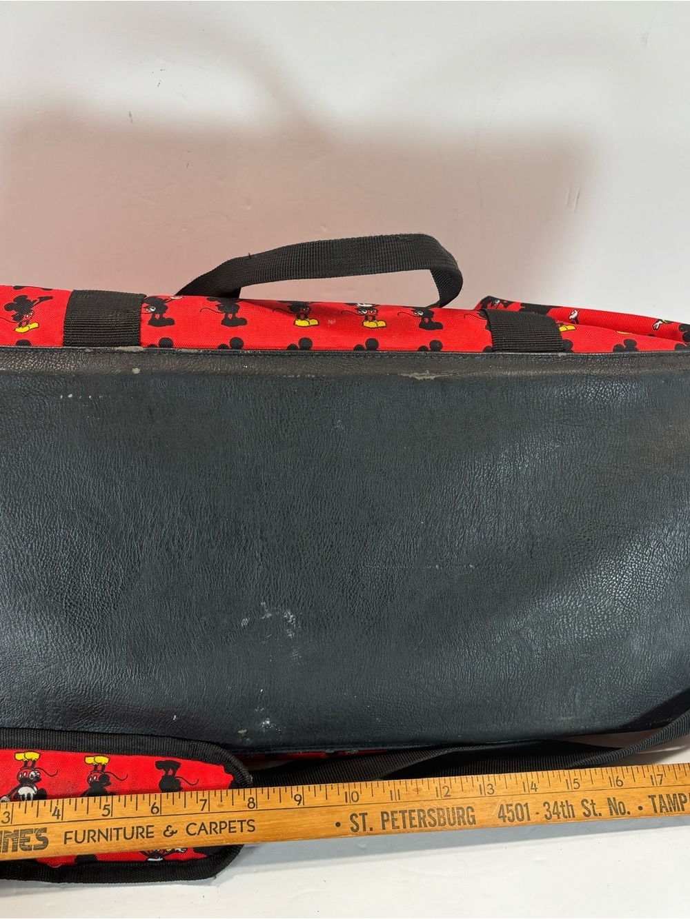 Disney Mickey Mouse Red Loungefly Duffle Bag All Over Mickey Travel 10x20” Read - Picture 7 of 12